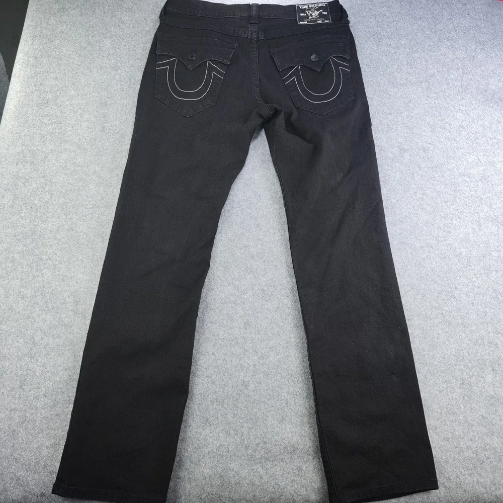 True Religion Ricky Jeans Mens 32 Relaxed Straight Black‎ Denim 33x32 Stretch